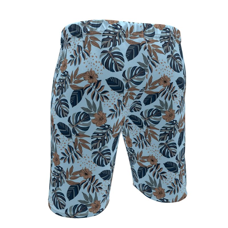 Men's Knee Length Gym Shorts — Midnight Monstera Bluehaven