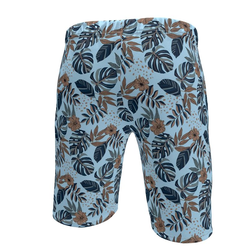 Men's Knee Length Gym Shorts — Midnight Monstera Bluehaven