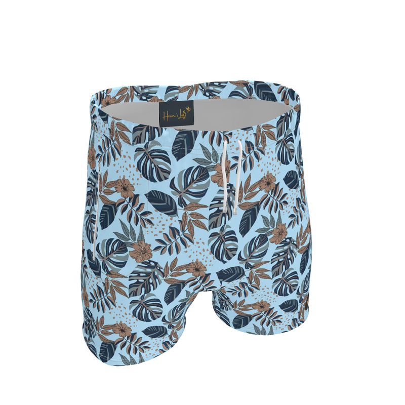 Men's Mid-Thigh Gym Shorts — Midnight Monstera