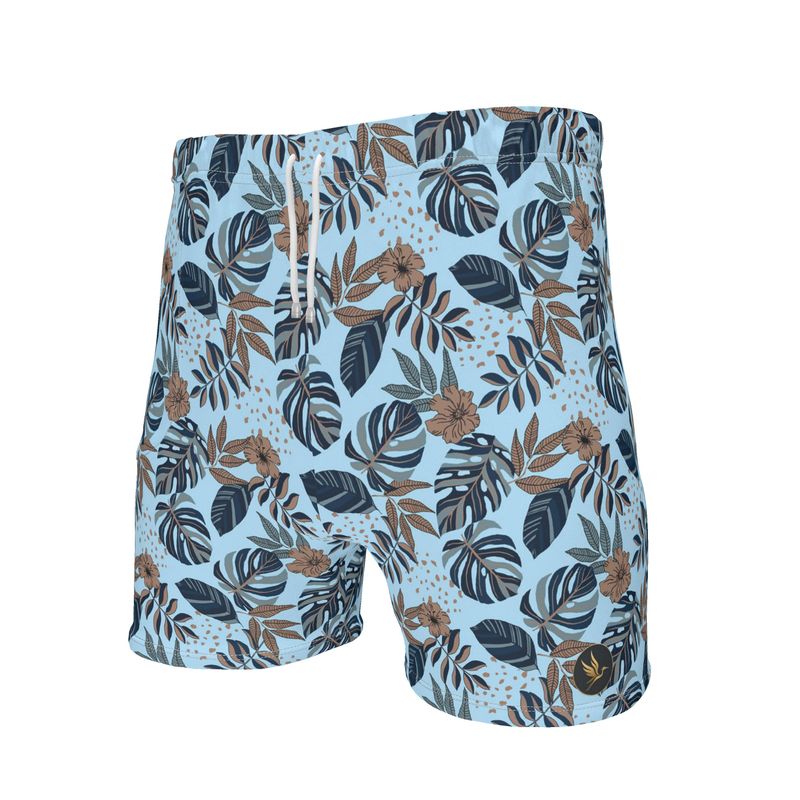 Men's Mid-Thigh Gym Shorts — Midnight Monstera