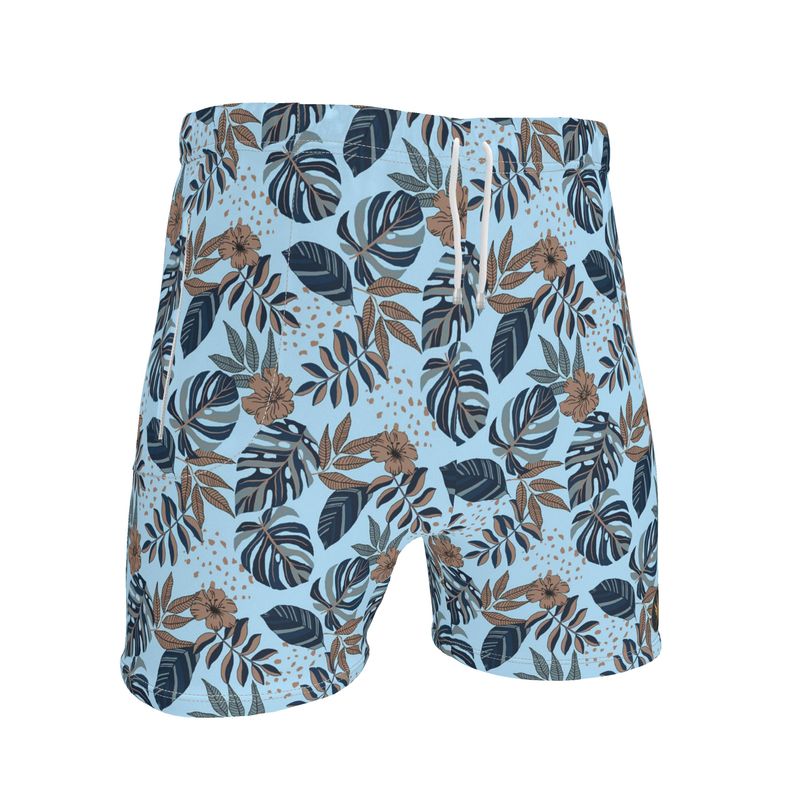 Men's Mid-Thigh Gym Shorts — Midnight Monstera