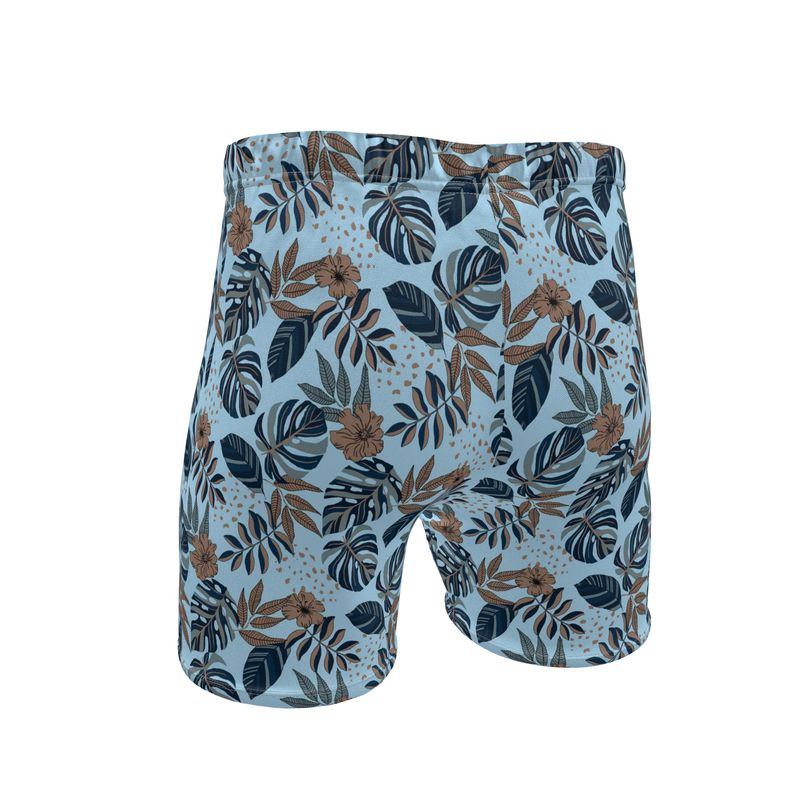 Men's Mid-Thigh Gym Shorts — Midnight Monstera