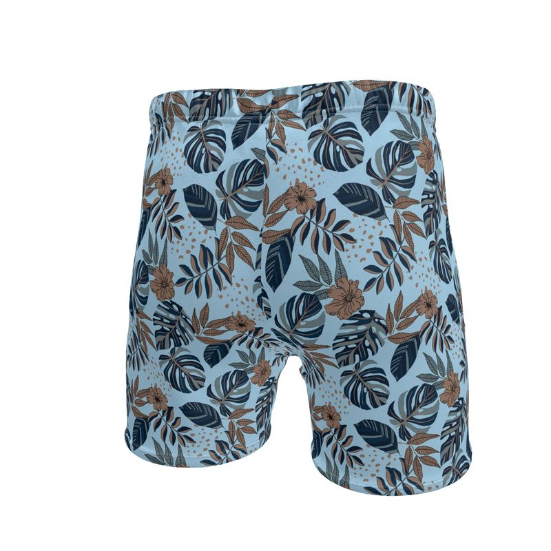 Men's Mid-Thigh Gym Shorts — Midnight Monstera