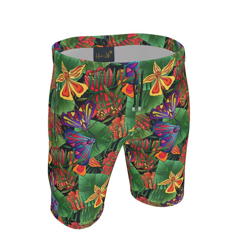 Men's Knee-Length Gym Shorts — Jungle Flower