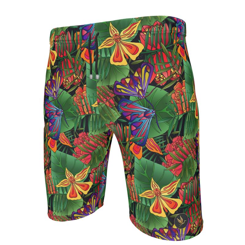Men's Knee-Length Gym Shorts — Jungle Flower