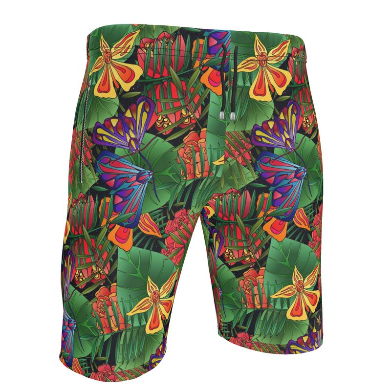Men's Knee-Length Gym Shorts — Jungle Flower