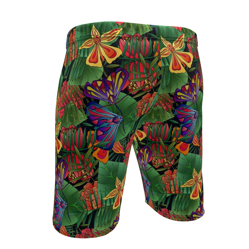 Men's Knee-Length Gym Shorts — Jungle Flower