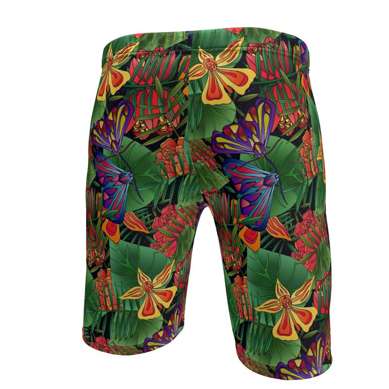 Men's Knee-Length Gym Shorts — Jungle Flower
