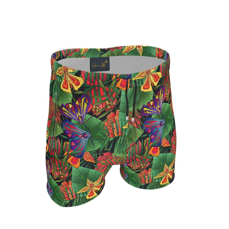 Men's Mid-Thigh Gym Shorts — Jungle Flower