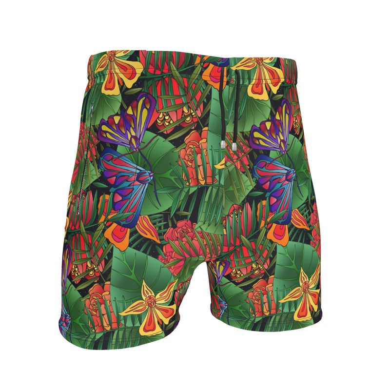 Men's Mid-Thigh Gym Shorts — Jungle Flower