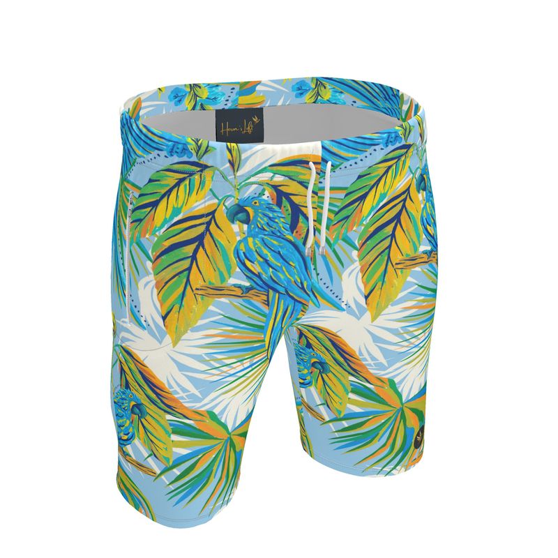 Men's Knee-Length Gym Shorts — Tropical Macaw