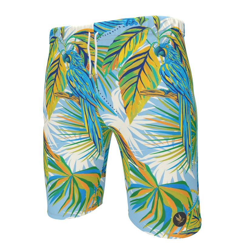 Men's Knee-Length Gym Shorts — Tropical Macaw