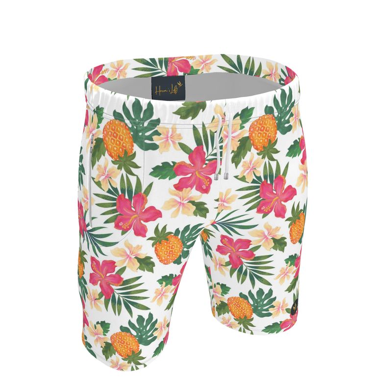 Men's Knee-Length Gym Shorts — Pineapple Paradise Coral Dreams