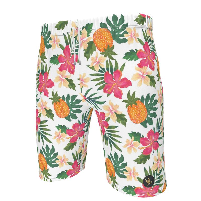 Men's Knee-Length Gym Shorts — Pineapple Paradise Coral Dreams