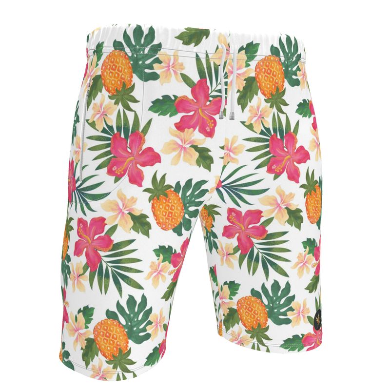 Men's Knee-Length Gym Shorts — Pineapple Paradise Coral Dreams