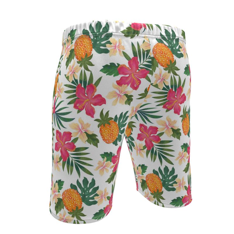 Men's Knee-Length Gym Shorts — Pineapple Paradise Coral Dreams