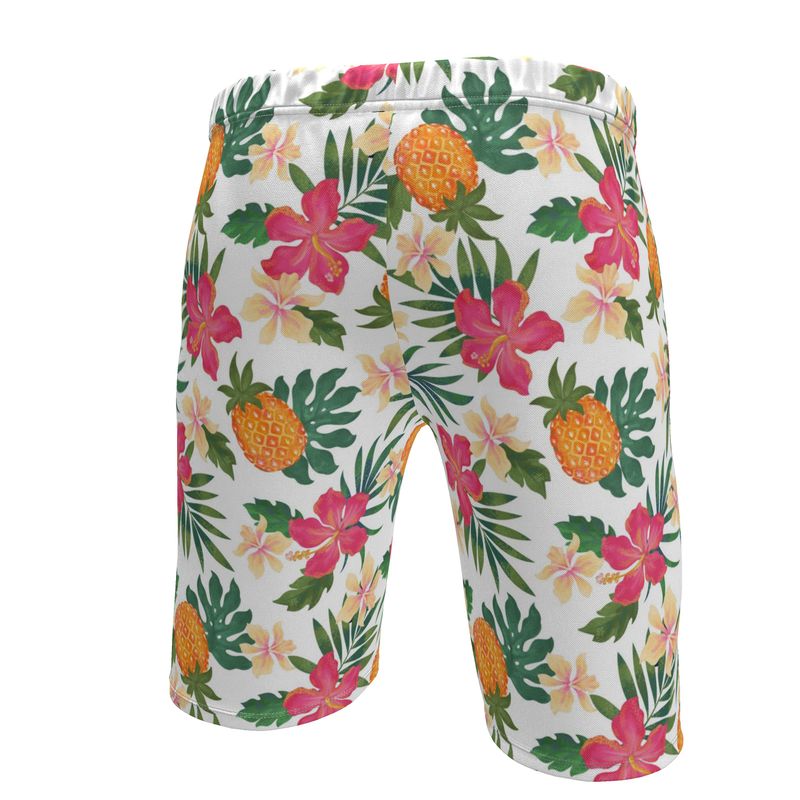 Men's Knee-Length Gym Shorts — Pineapple Paradise Coral Dreams