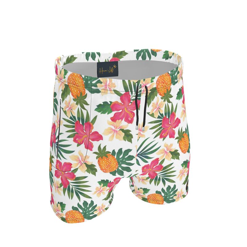 Men's Knee-Length Gym Shorts — Pineapple Paradise Coral Dreams