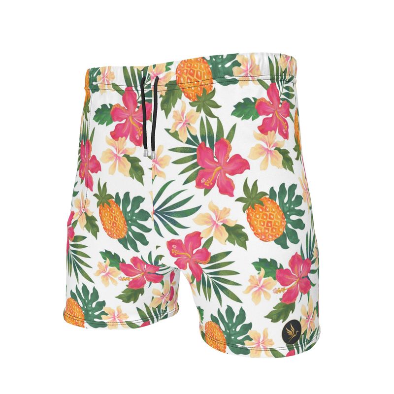 Men's Knee-Length Gym Shorts — Pineapple Paradise Coral Dreams
