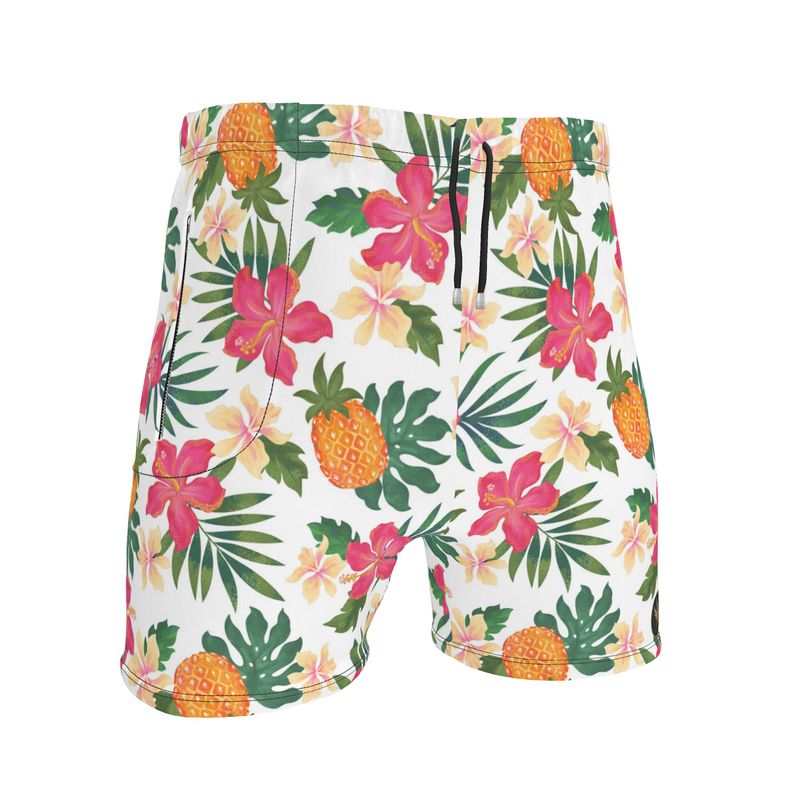 Men's Knee-Length Gym Shorts — Pineapple Paradise Coral Dreams