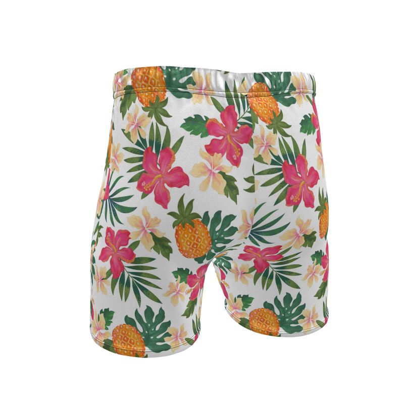Men's Knee-Length Gym Shorts — Pineapple Paradise Coral Dreams