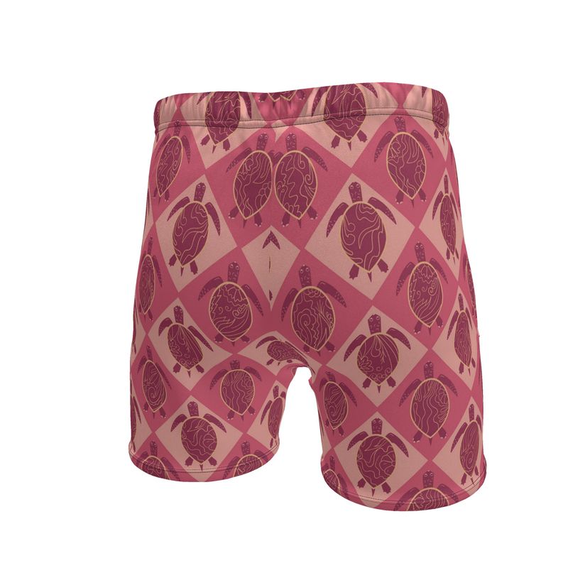 Men's Mid-Thigh Gym Shorts — Topo Turtles Rosé Tide