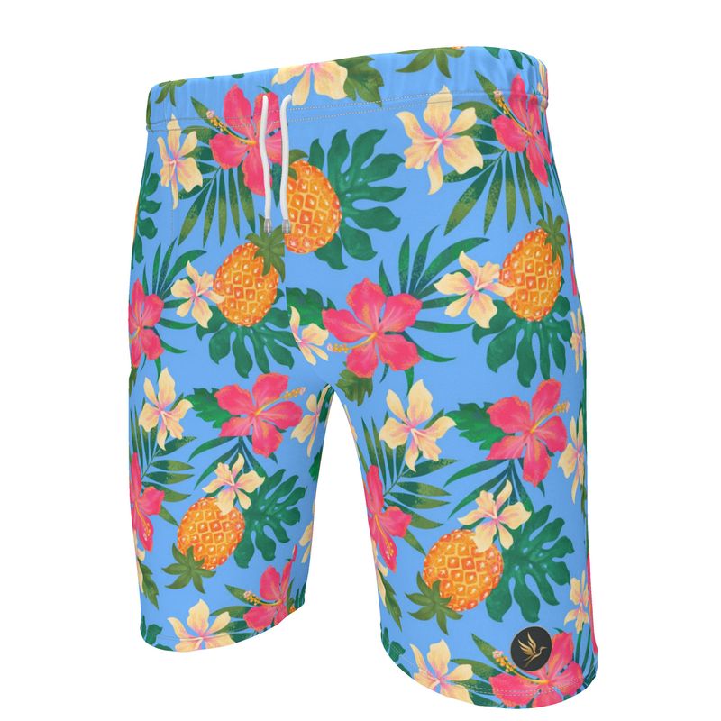 Men's Knee-Length Gym Shorts — Pineapple Paradise Island Breeze