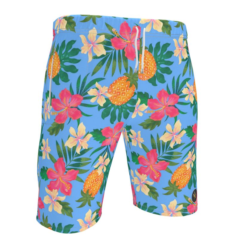 Men's Knee-Length Gym Shorts — Pineapple Paradise Island Breeze