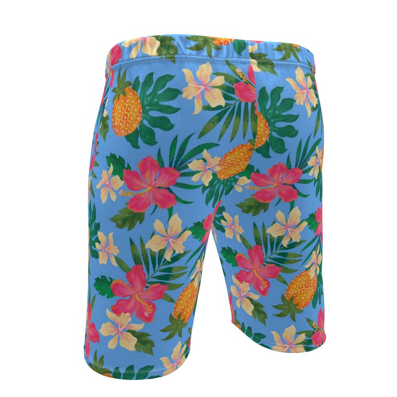 Men's Knee-Length Gym Shorts — Pineapple Paradise Island Breeze