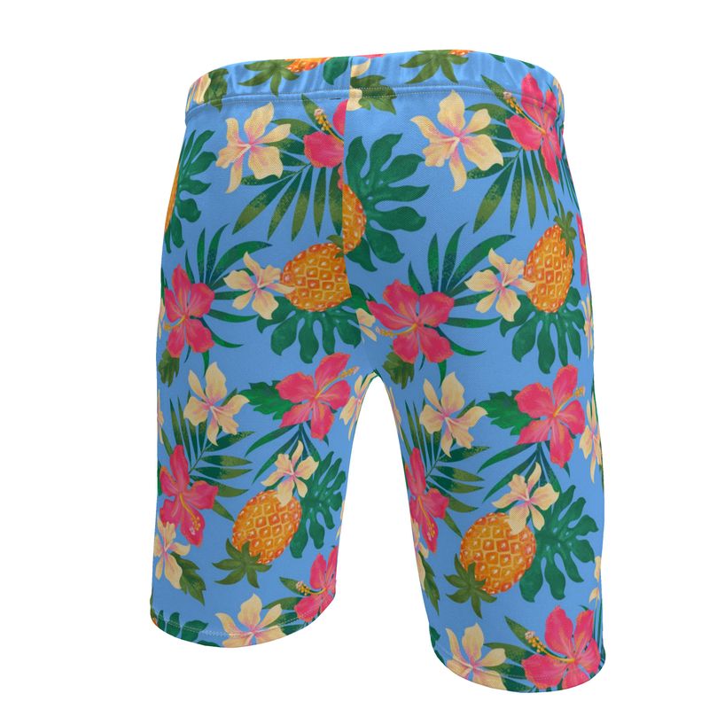 Men's Knee-Length Gym Shorts — Pineapple Paradise Island Breeze