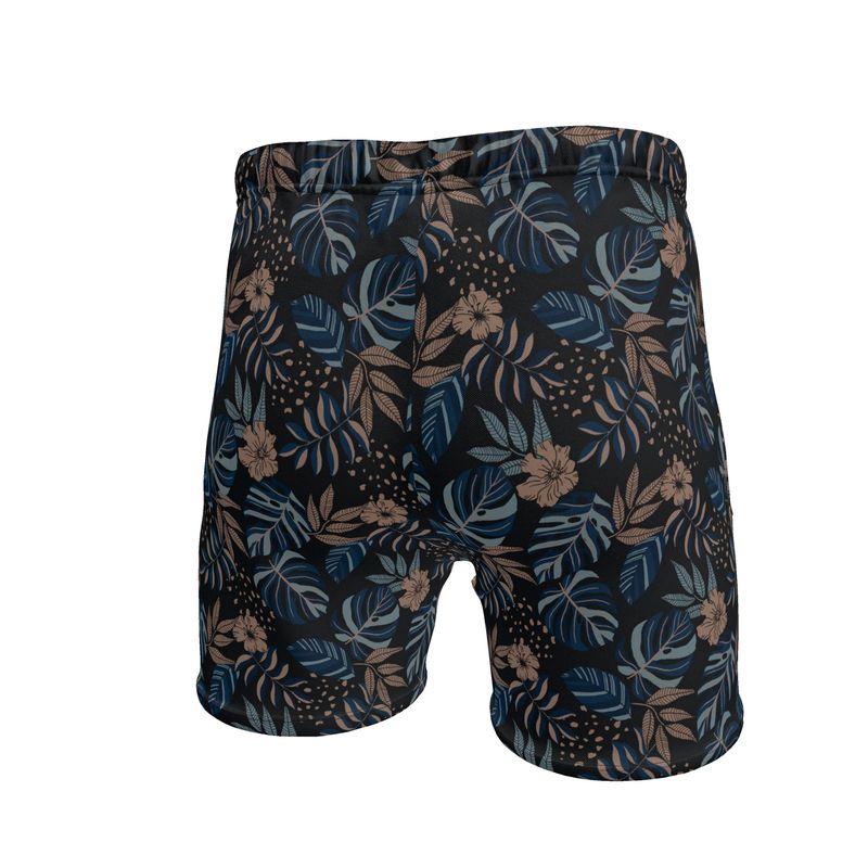 Men's Mid-Thigh Gym Shorts — Midnight Monstera
