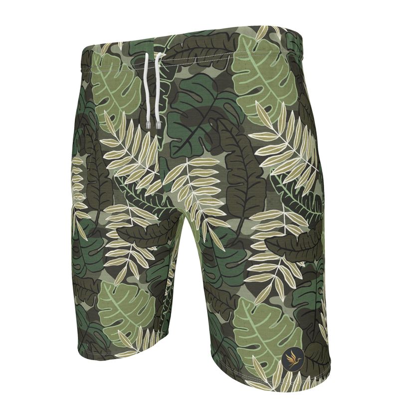 Men's Knee-Length Gym Shorts — Camo Leaves