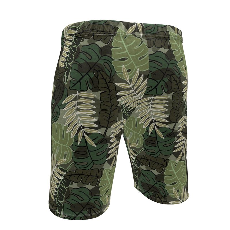 Men's Knee-Length Gym Shorts — Camo Leaves