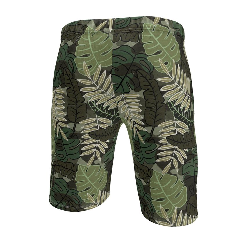Men's Knee-Length Gym Shorts — Camo Leaves