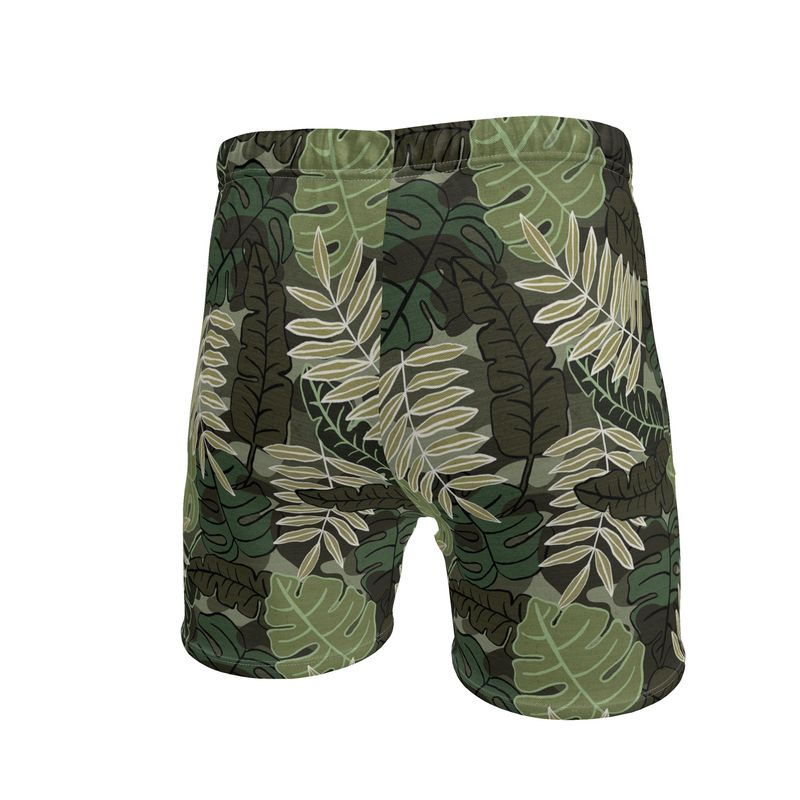 Men's Mid-Thigh Gym Shorts — Camo Leaves