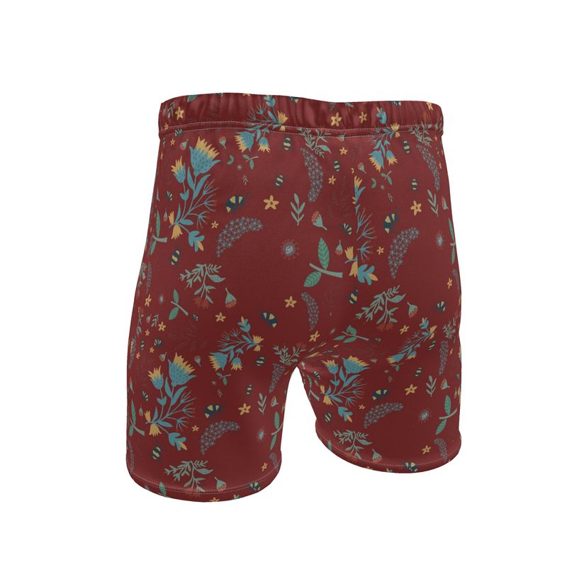 Bee Garden Rustic Bloom Men's Mid-Thigh Gym Shorts — White Trim