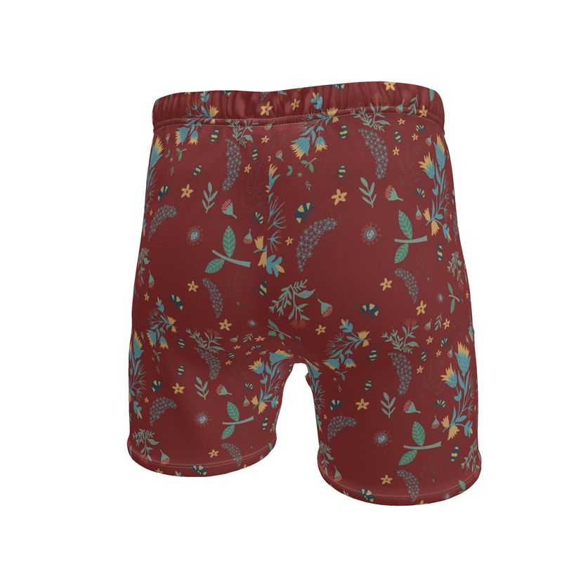 Bee Garden Rustic Bloom Men's Mid-Thigh Gym Shorts — White Trim