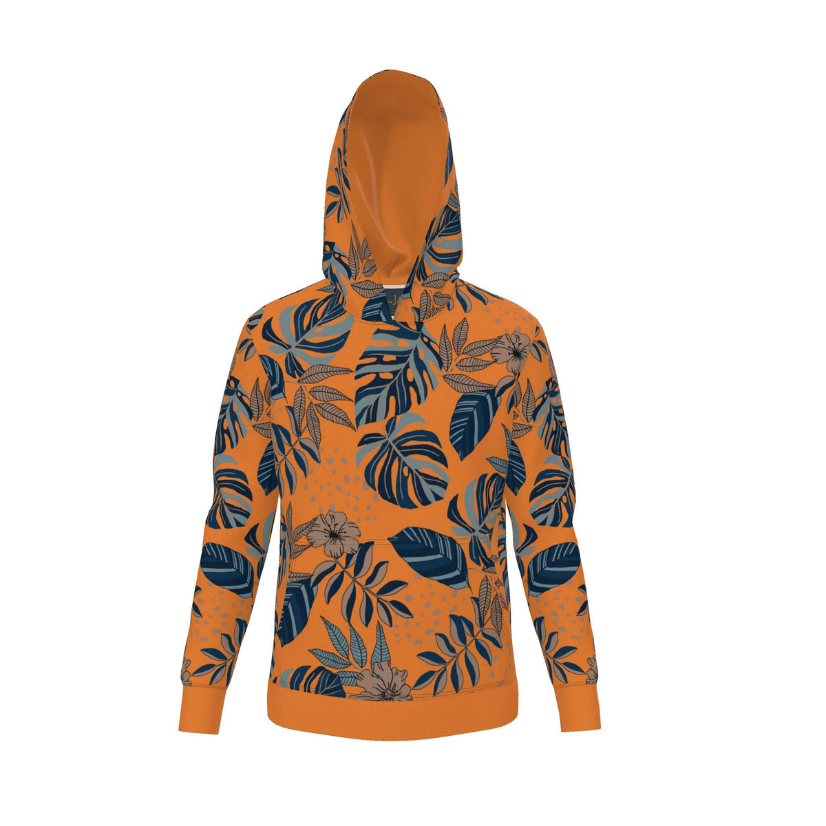Men's Pullover Hoodie — Midnight Monstera Cadmium Orange