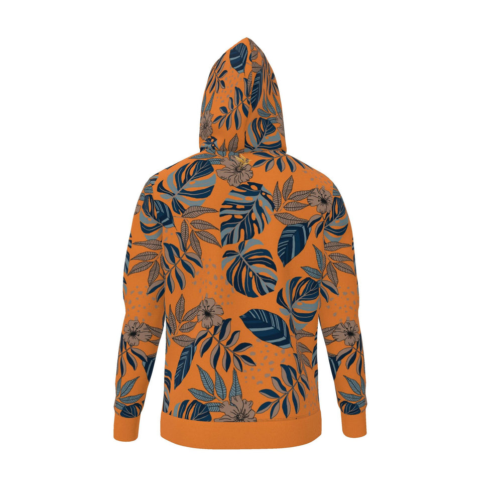 Men's Pullover Hoodie — Midnight Monstera Cadmium Orange