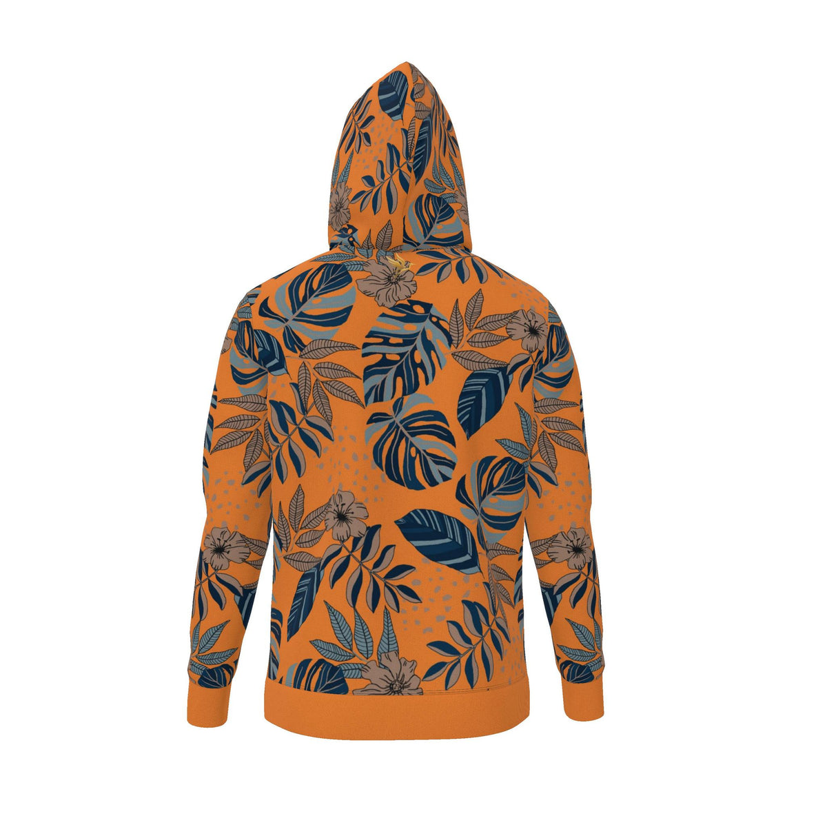 Men's Pullover Hoodie — Midnight Monstera Cadmium Orange