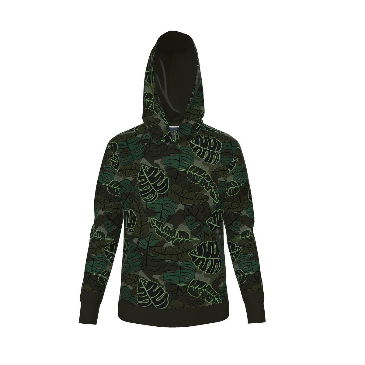 Men's Pullover Hoodie — Camo Leaves Sage Noir