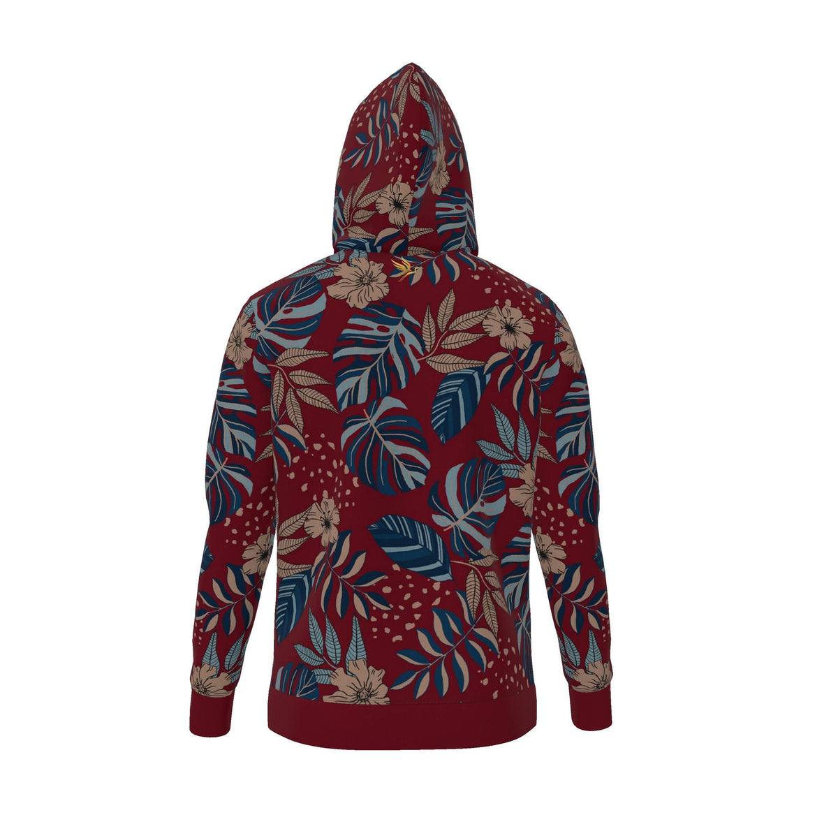 Men's Pullover Hoodie — Midnight Monstera Ruby Red
