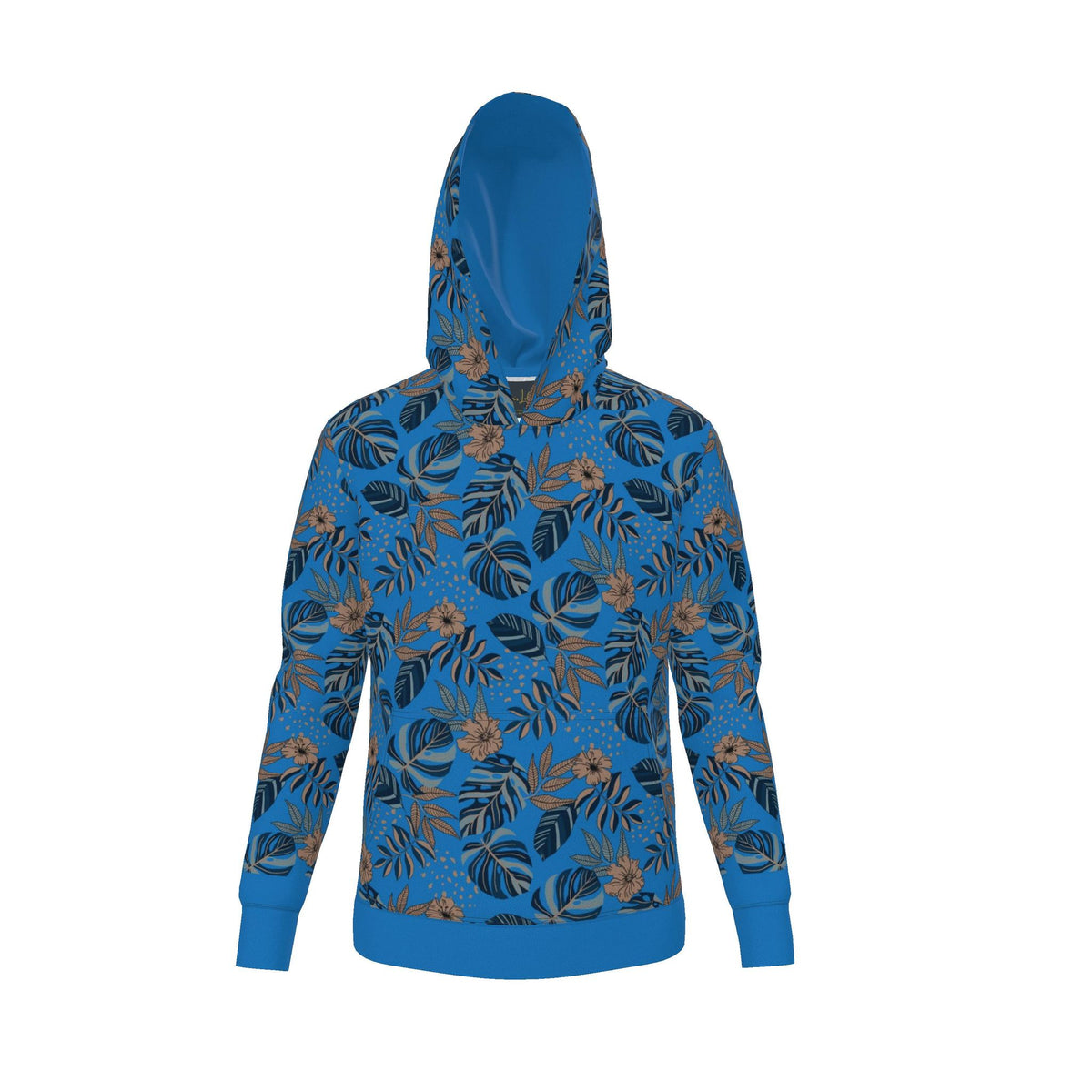 Men's Pullover Hoodie — Midnight Monstera Azure Blue