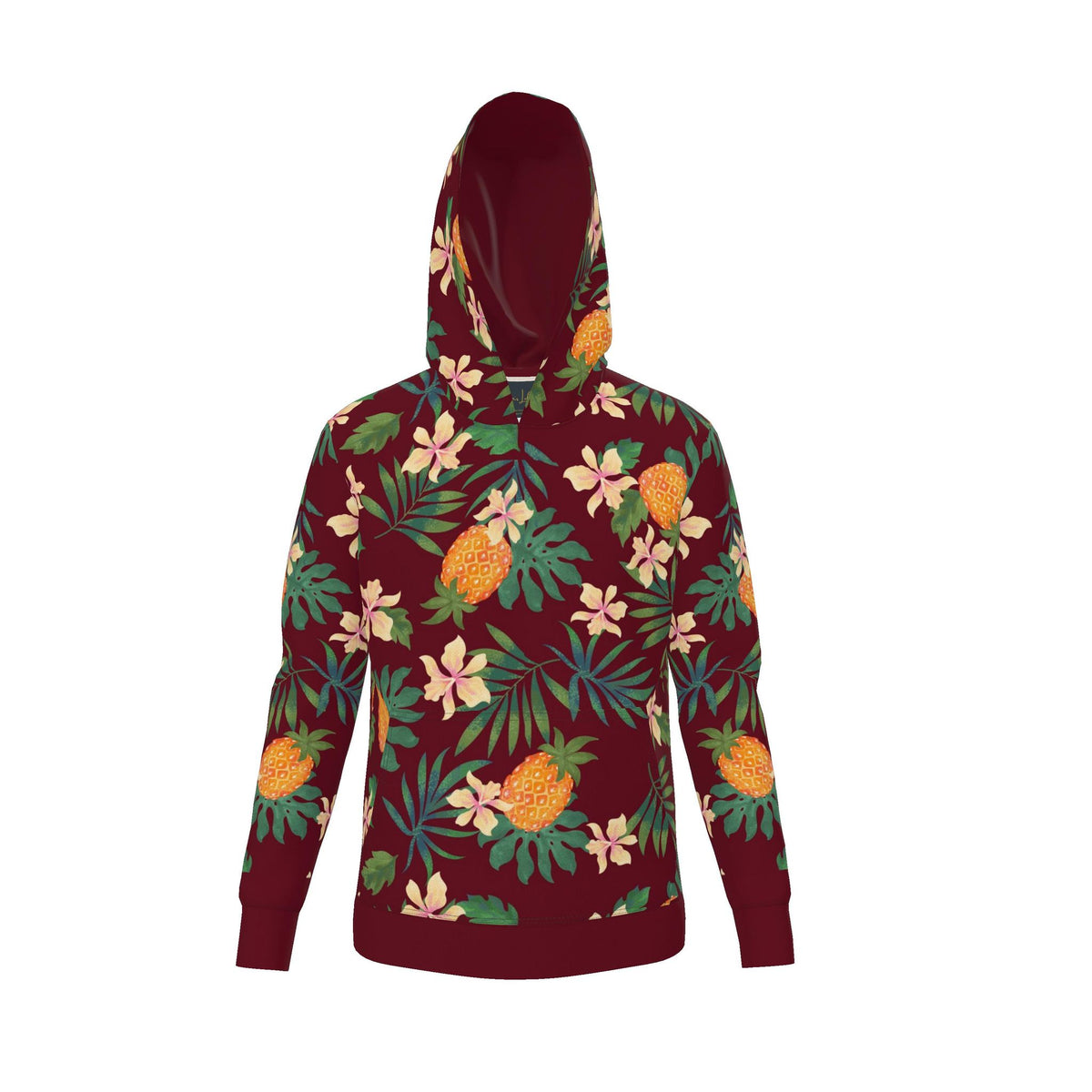 Men's Pullover Hoodie — Pineapple Paradise Burgundy