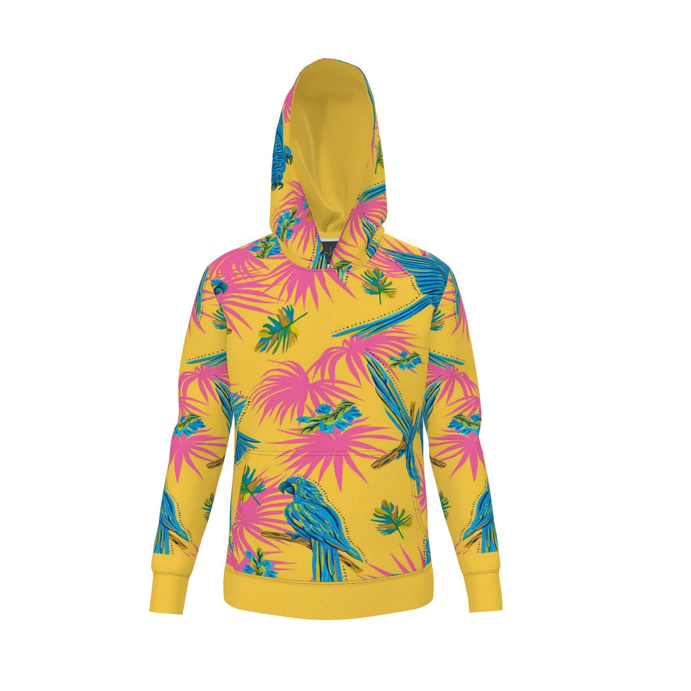Men's Pullover Hoodie — Tropical Macaw Sunny Fuchsia