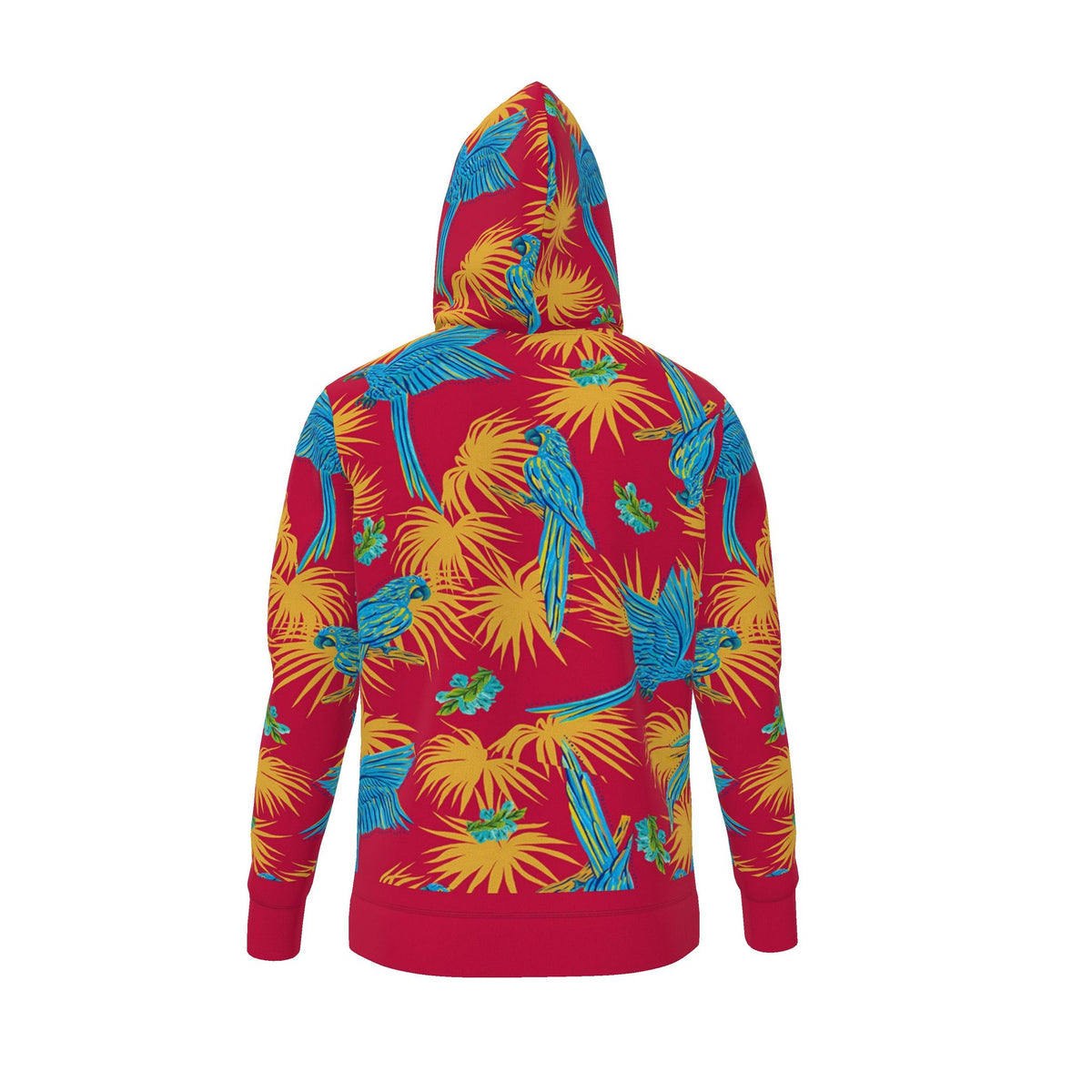 Men's Pullover Hoodie — Tropical Macaw Samba Red