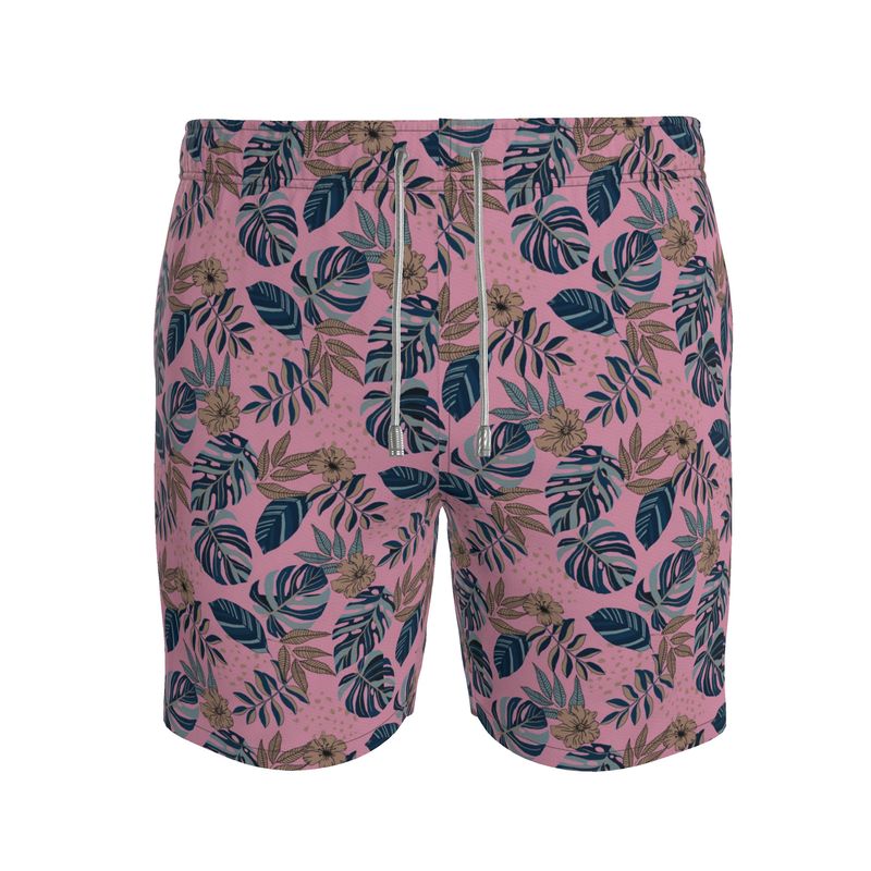 Midnight Monstera Lunaria Rose Men's Swim Shorts