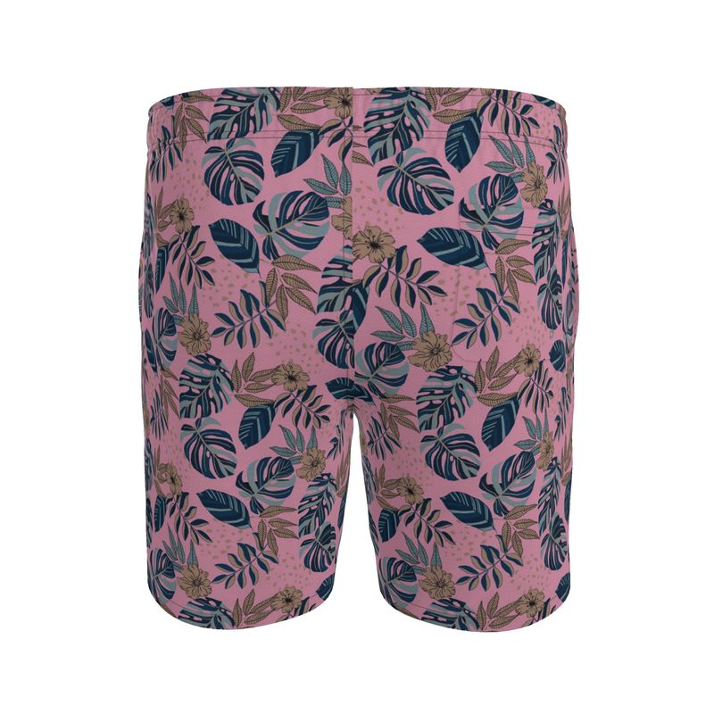 Midnight Monstera Lunaria Rose Men's Swim Shorts