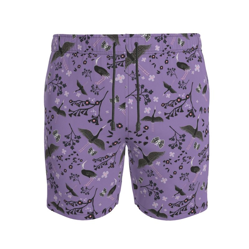 White Crane Amethyst Men's Swim Shorts