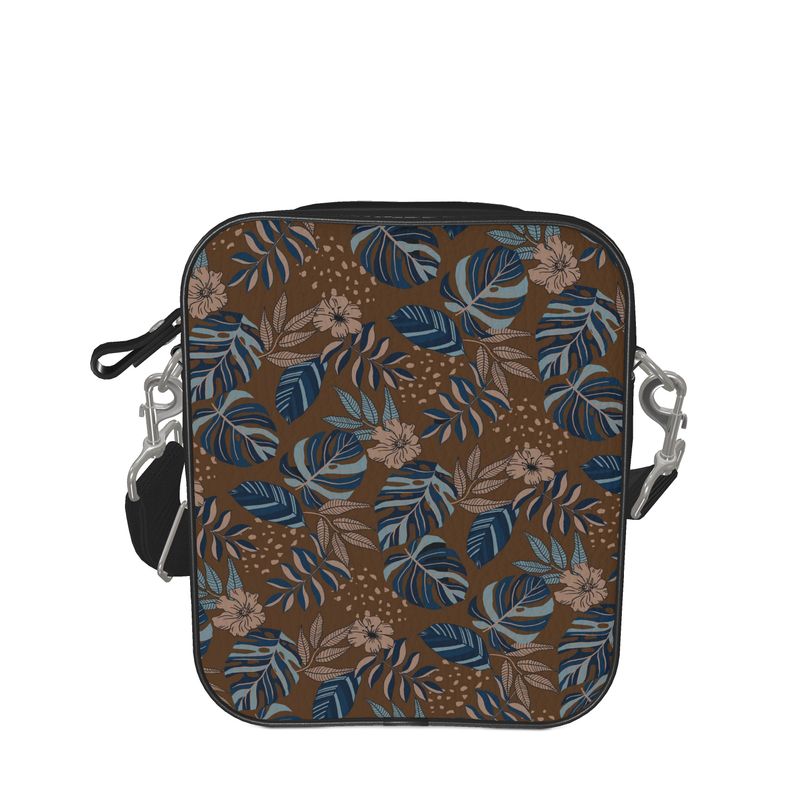 Midnight Monstera Roasted Teak Nappa Leather Shoulder Bag